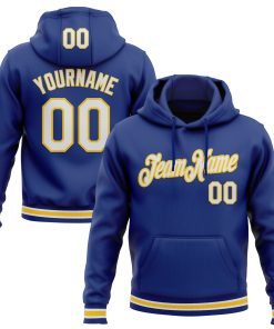 Custom Stitched Royal White-Yellow Sports Pullover Sweatshirt Hoodie