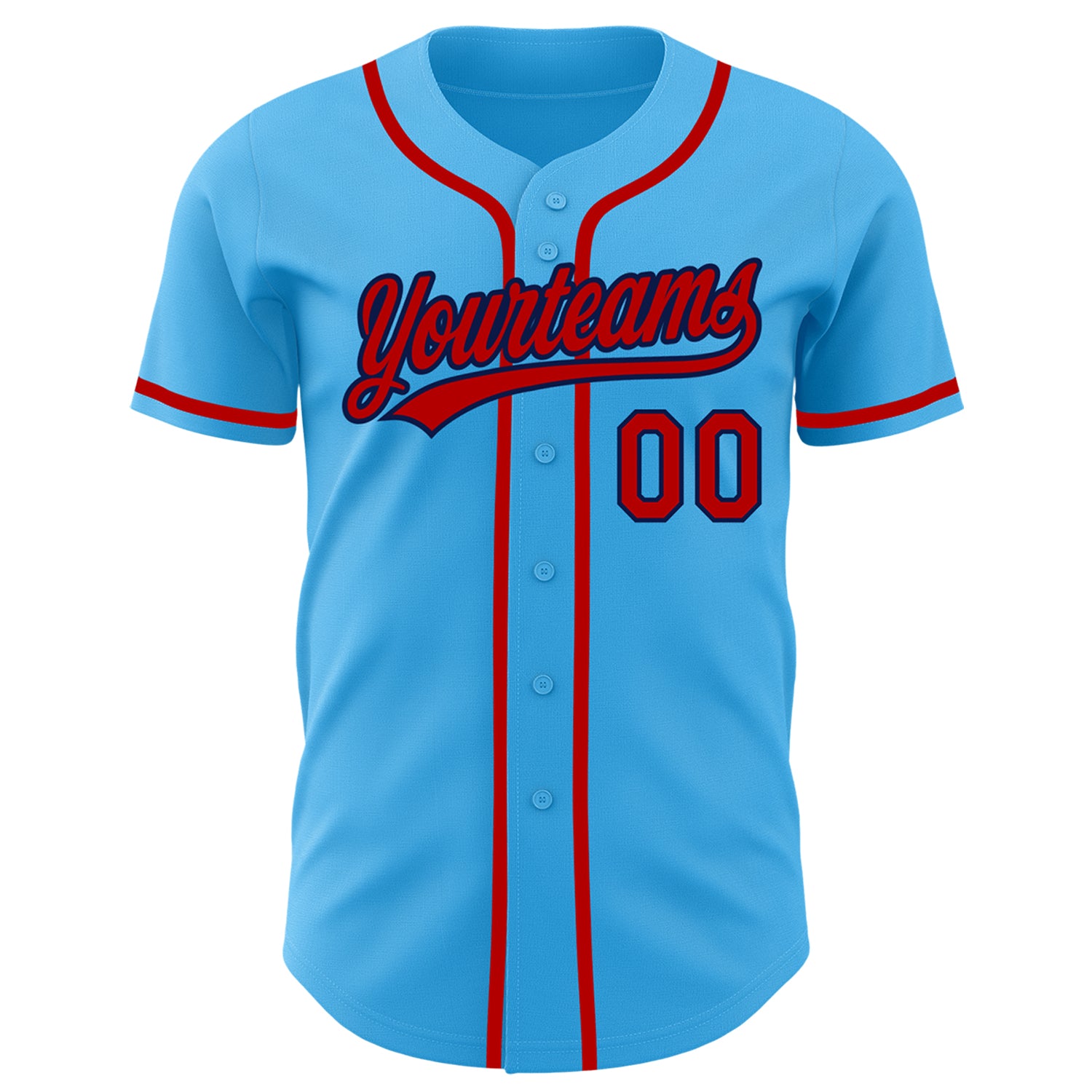 Custom Sky Blue Red-Navy Authentic Jersey - Image 2