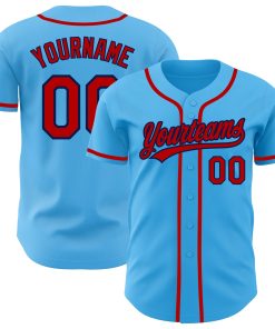 Custom Sky Blue Red-Navy Authentic Jersey
