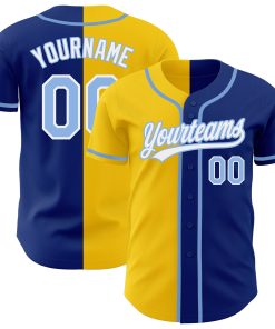 Custom Royal Light Blue-Yellow Authentic Split Fashion Jersey