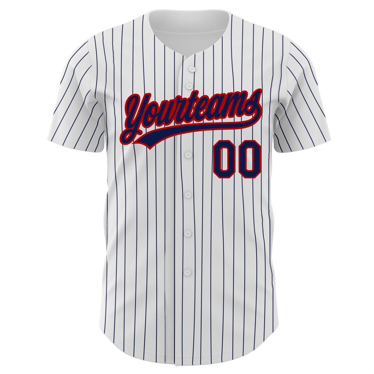 Custom White Navy Pinstripe Navy-Red Authentic Jersey - Image 2