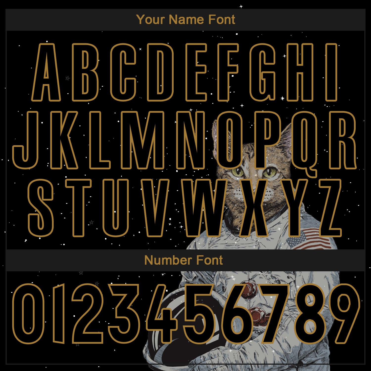 Custom Black Black-Old Gold 3D Pattern Design Astronaut Authentic Jersey - Image 5