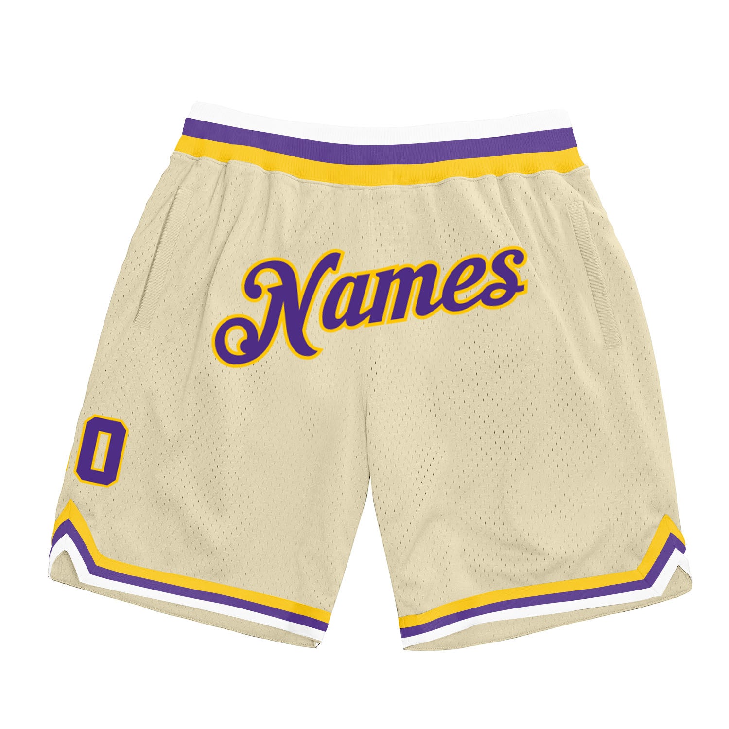 Custom Cream Purple-Gold Authentic Throwback Shorts