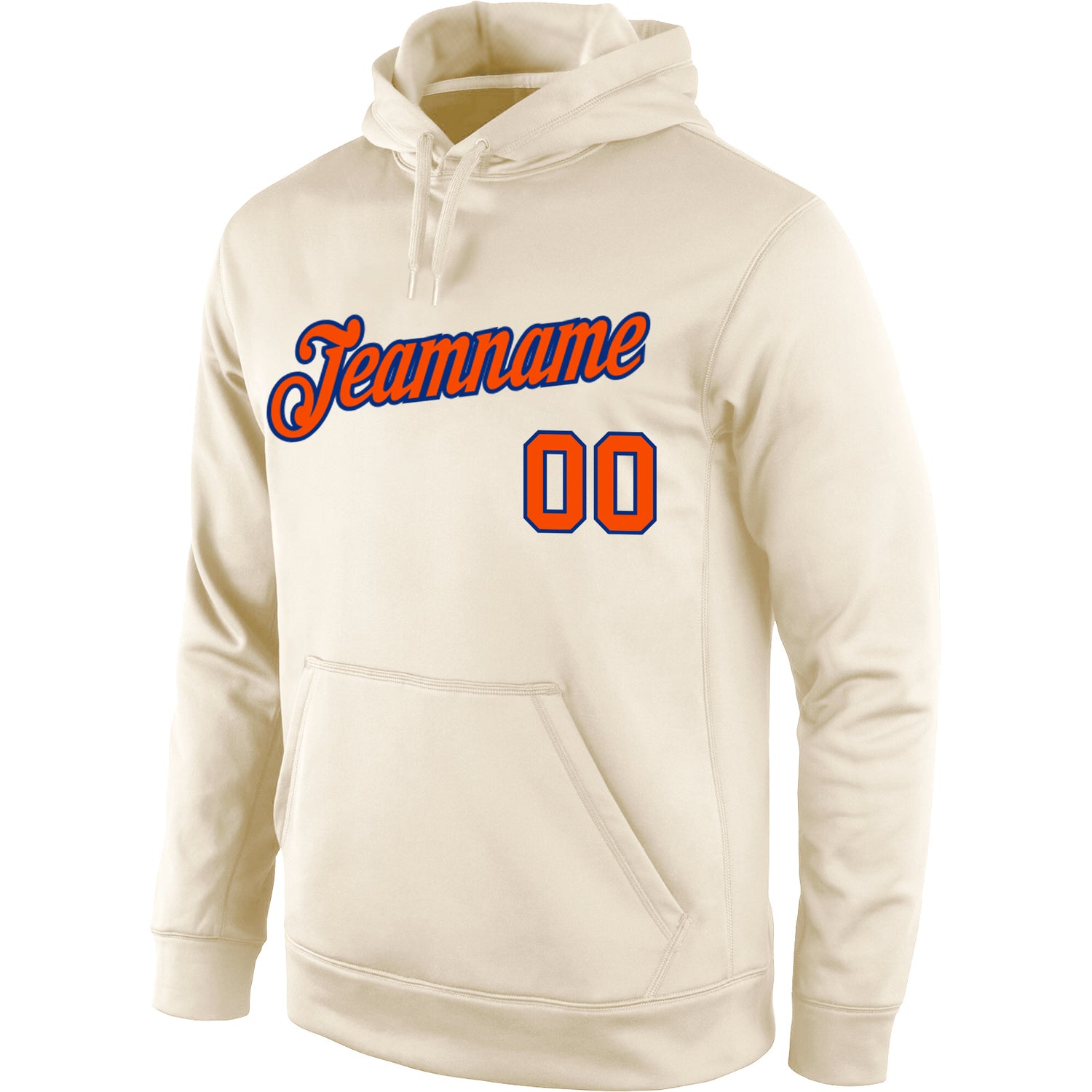 Custom Stitched Cream Orange-Royal Sports Pullover Sweatshirt Hoodie - Image 2