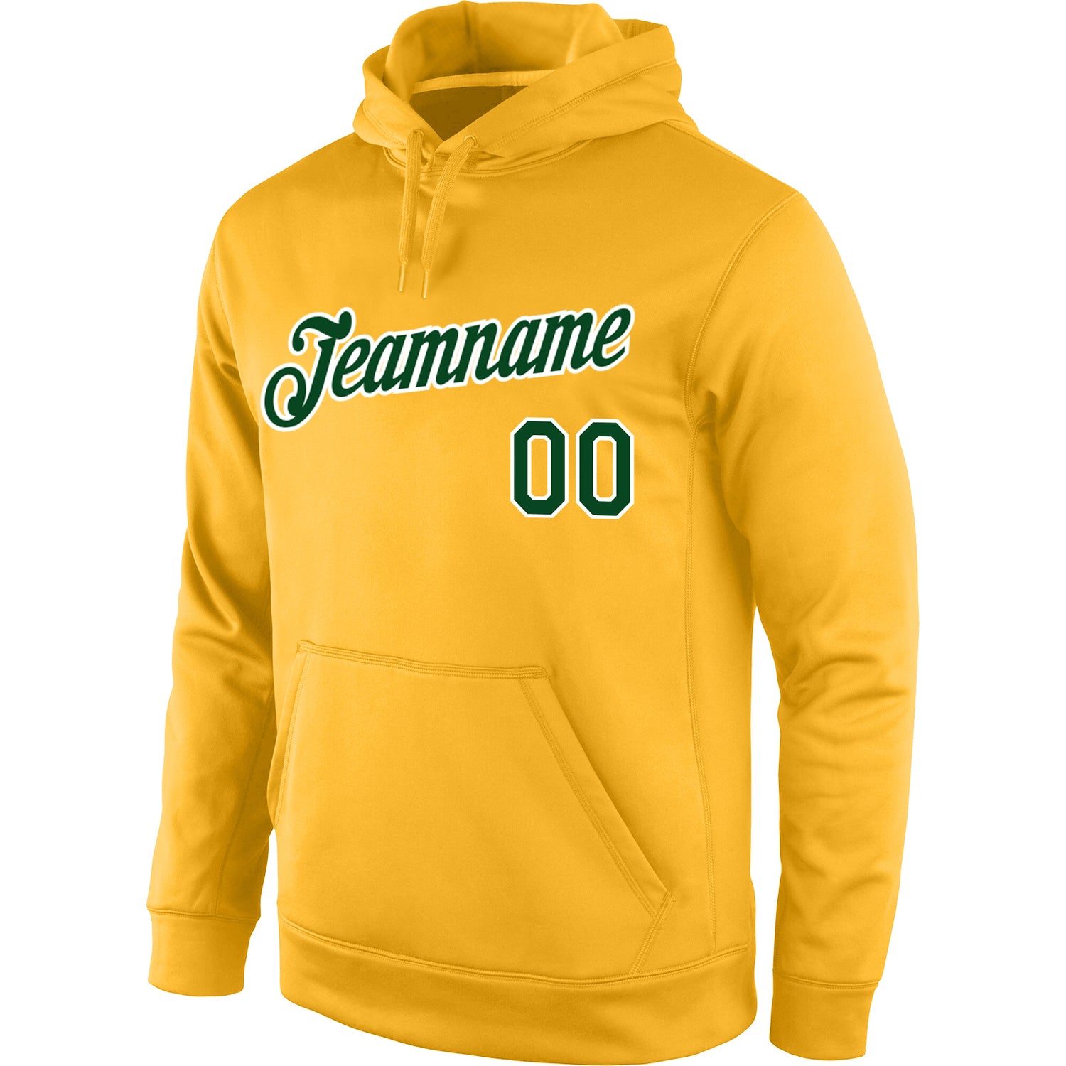 Custom Stitched Gold Green-White Sports Pullover Sweatshirt Hoodie - Image 2