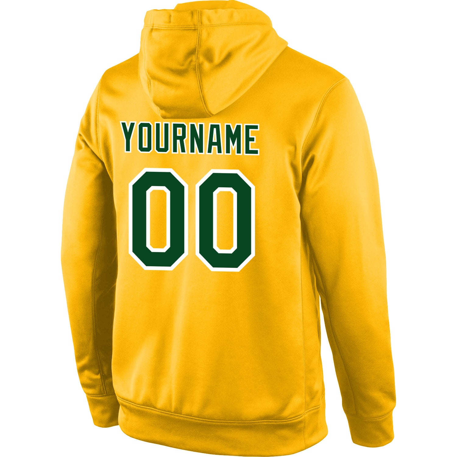 Custom Stitched Gold Green-White Sports Pullover Sweatshirt Hoodie - Image 3