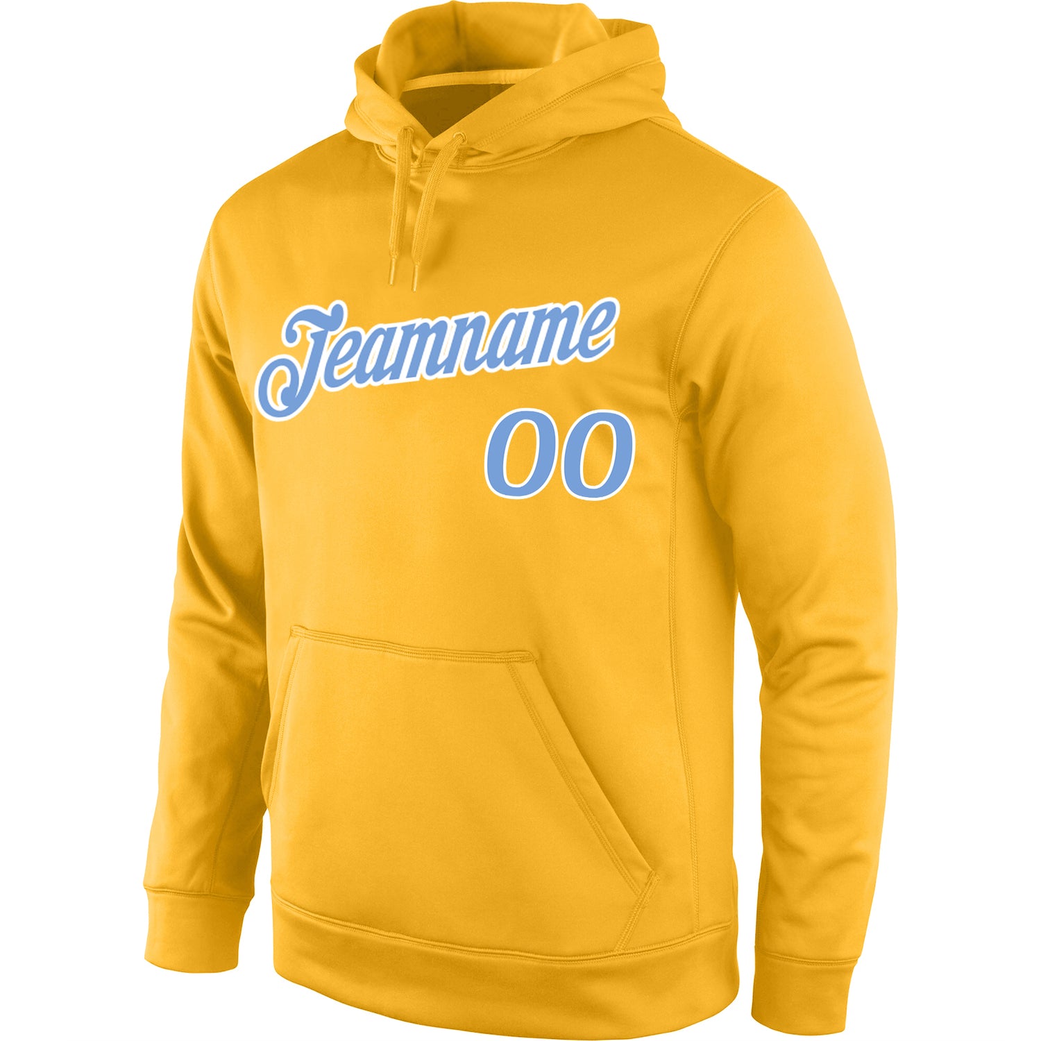 Custom Stitched Gold Light Blue-White Sports Pullover Sweatshirt Hoodie - Image 2