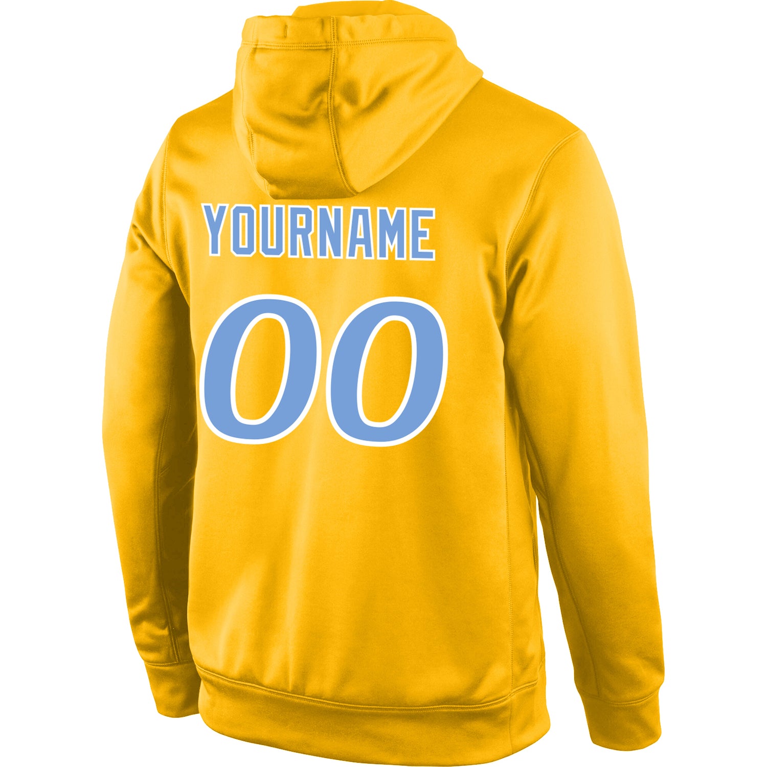 Custom Stitched Gold Light Blue-White Sports Pullover Sweatshirt Hoodie - Image 3