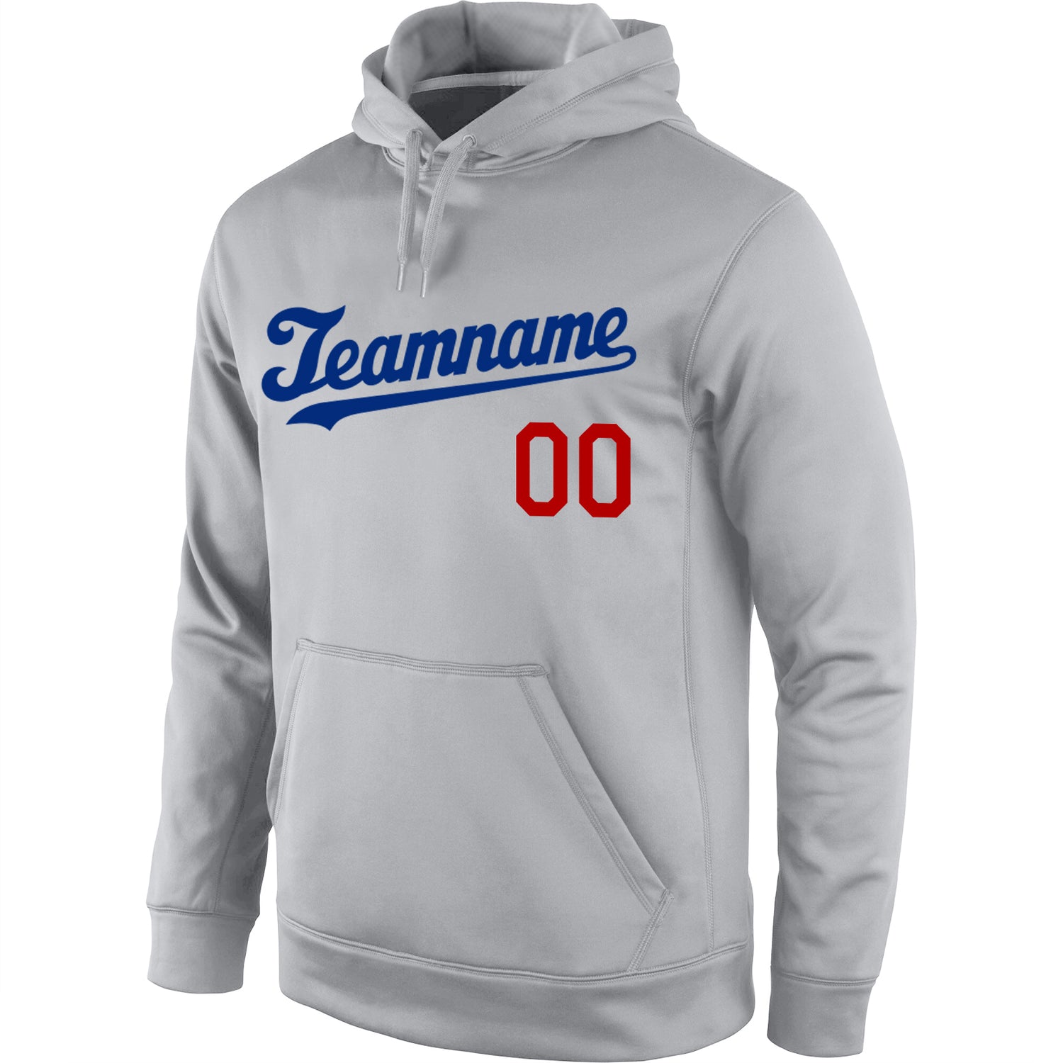 Custom Stitched Gray Royal-Red Sports Pullover Sweatshirt Hoodie - Image 2