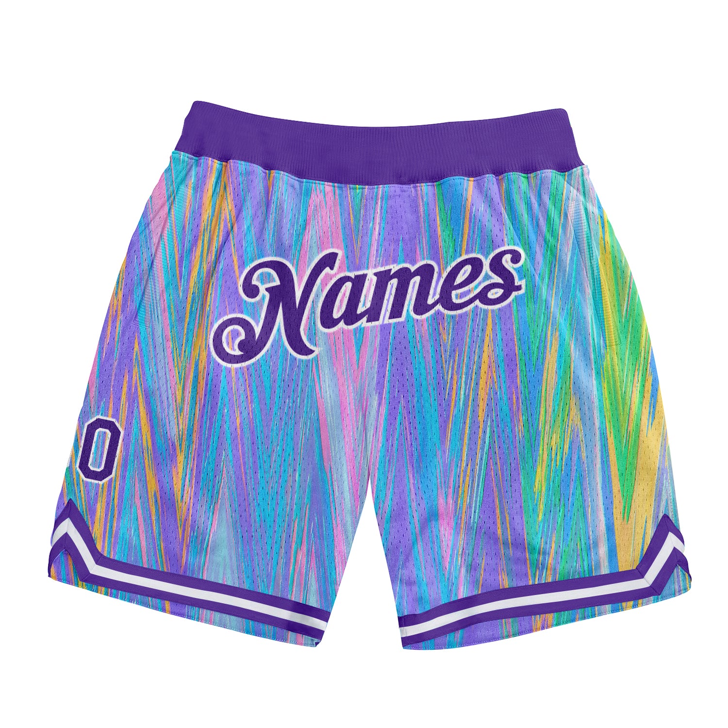 Custom Light Blue Purple-White 3D Pattern Design Zigzag Color Authentic Shorts
