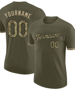 Custom Olive Camo-Black Performance Salute To Service T-Shirt