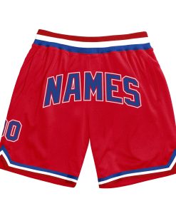 Custom Red Royal-White Authentic Throwback Shorts
