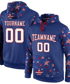 Custom Stitched Royal White-Red 3D American Flag Fashion Sports Pullover Sweatshirt Hoodie