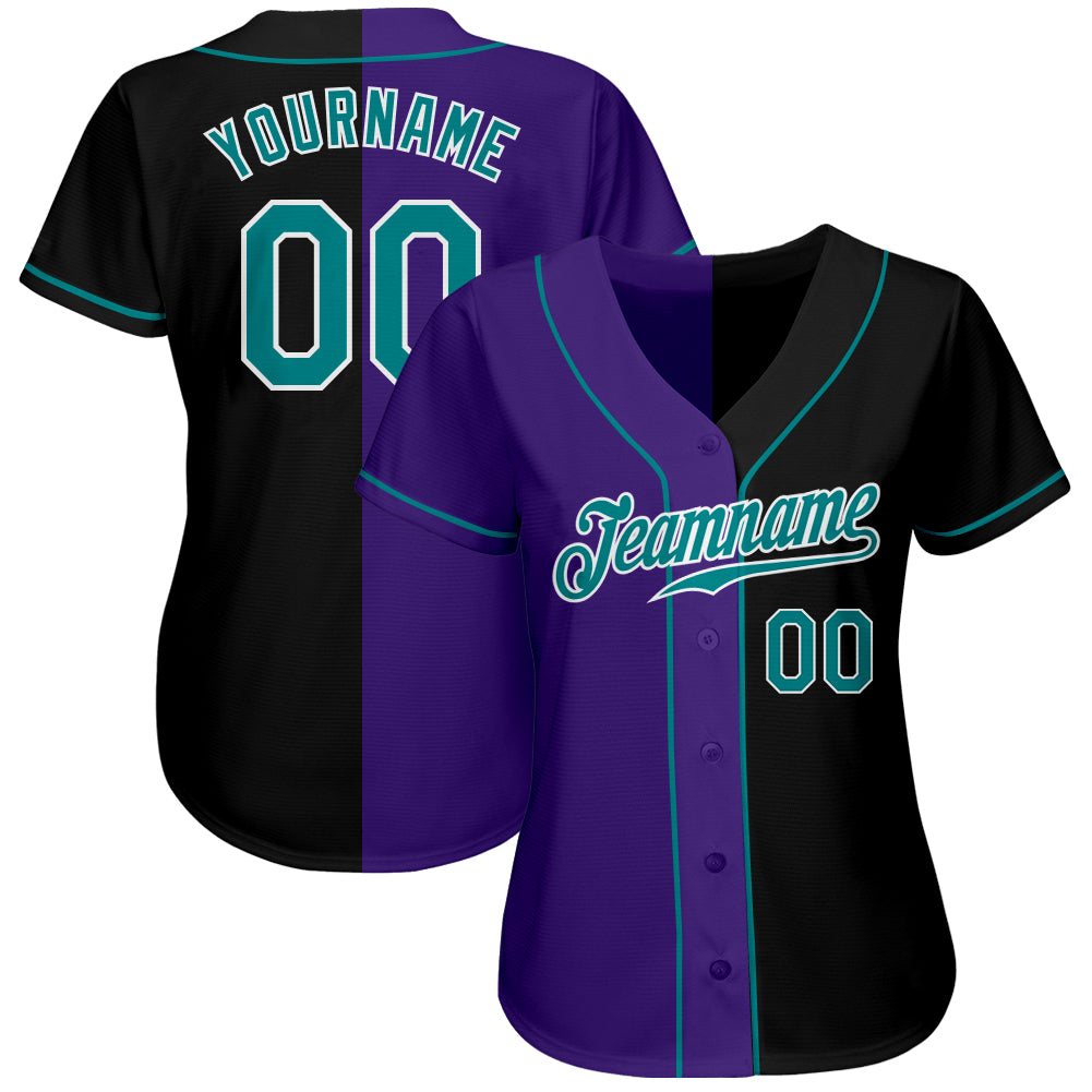 Custom Black Teal-Purple Authentic Split Fashion Jersey - Image 2