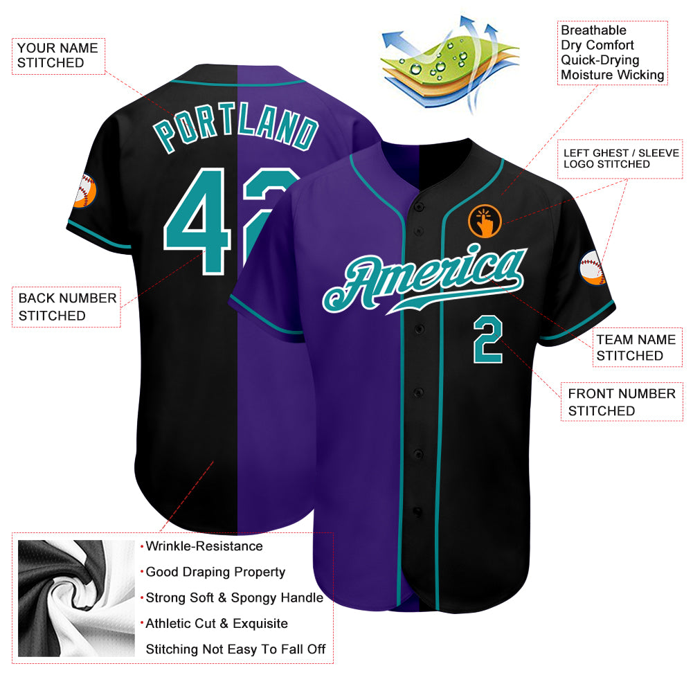Custom Black Teal-Purple Authentic Split Fashion Jersey - Image 3