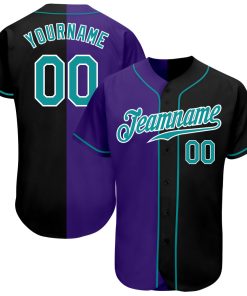 Custom Black Teal-Purple Authentic Split Fashion Jersey