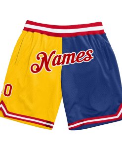 Custom Gold Red-Royal Authentic Throwback Split Fashion Shorts
