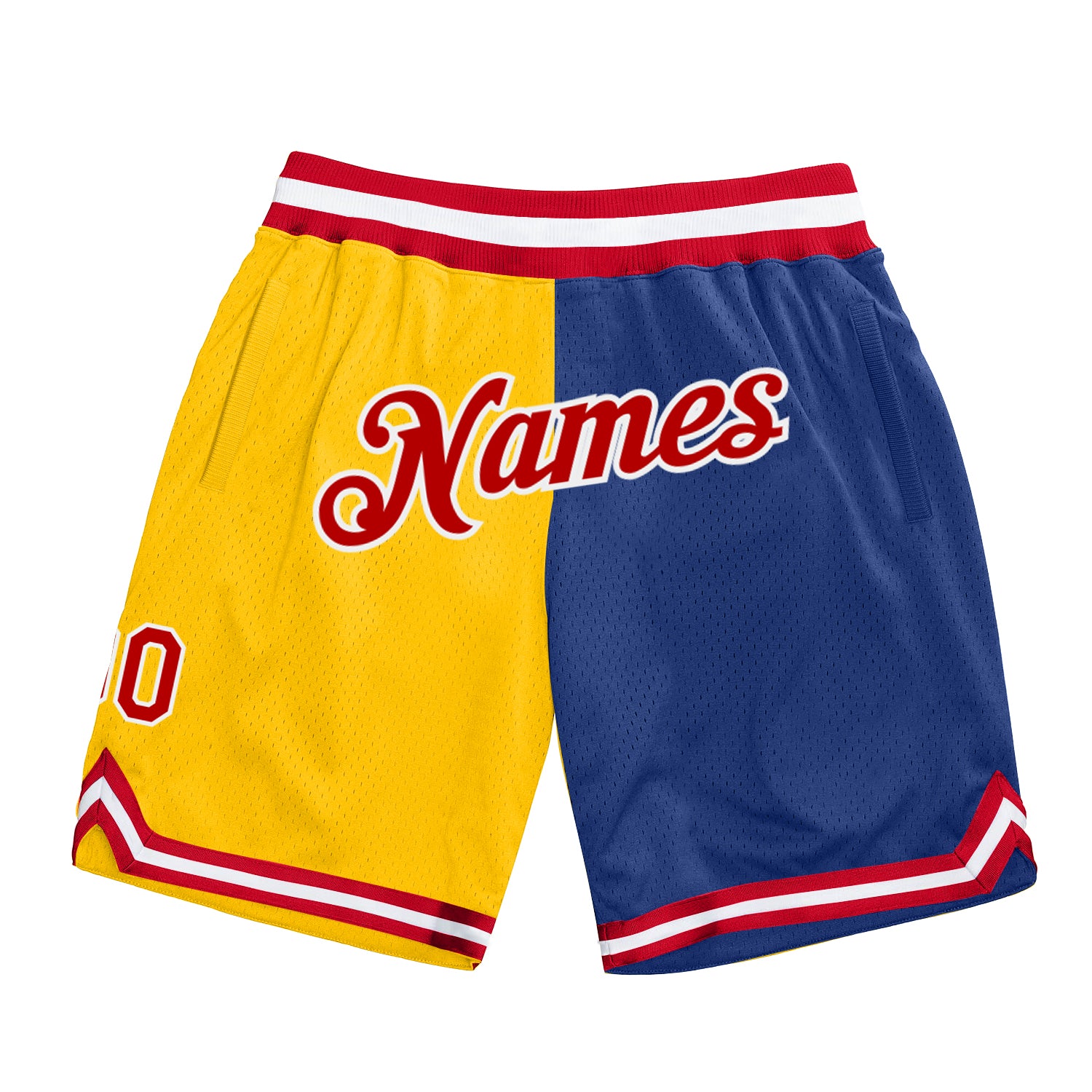 Custom Gold Red-Royal Authentic Throwback Split Fashion Shorts