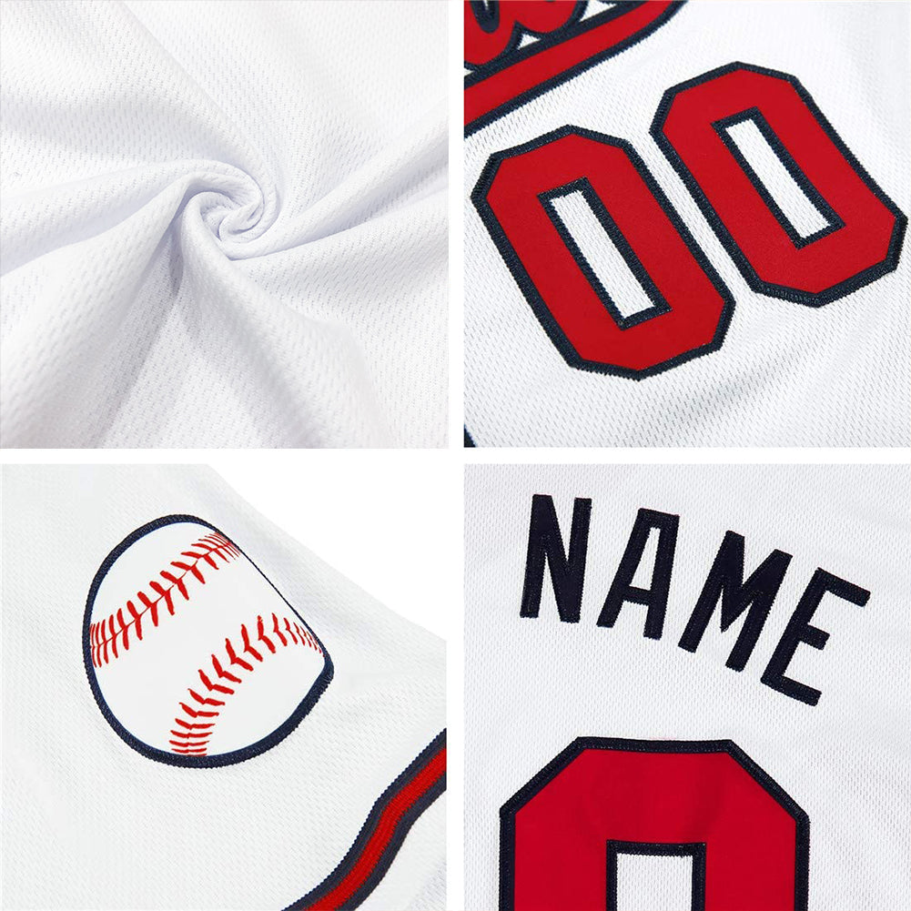 Custom White Red-Navy Authentic Jersey - Image 6