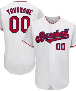 Custom White Red-Navy Authentic Jersey